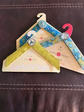 lindsay phillips Yellow and Turquoise Patterned SwitchFlops Strap Set Medium